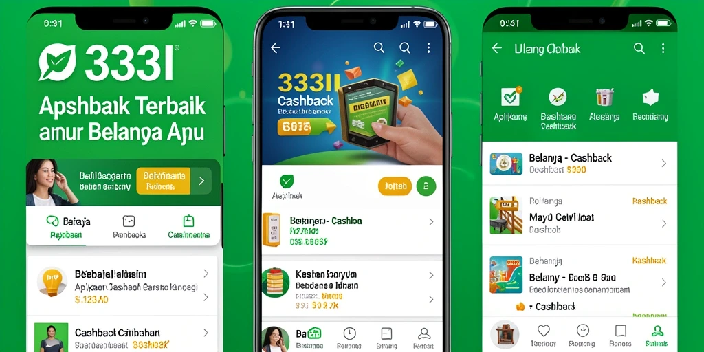 Tampilan antarmuka 333I dengan fitur Cashback yang menarik.