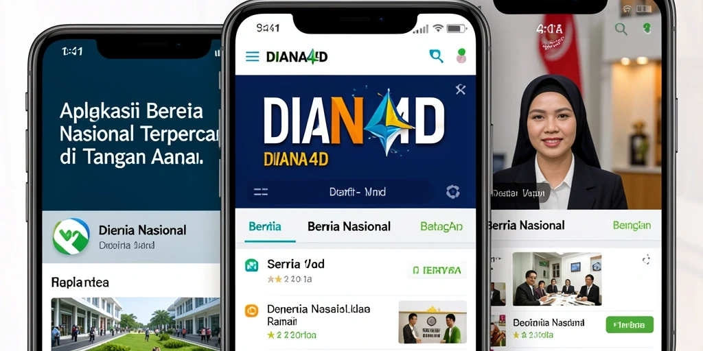 Tampilan antarmuka aplikasi DIANA4D untuk berita nasional.
