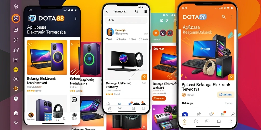 Antarmuka aplikasi DOTA88 untuk belanja elektronik yang menarik dan informatif.
