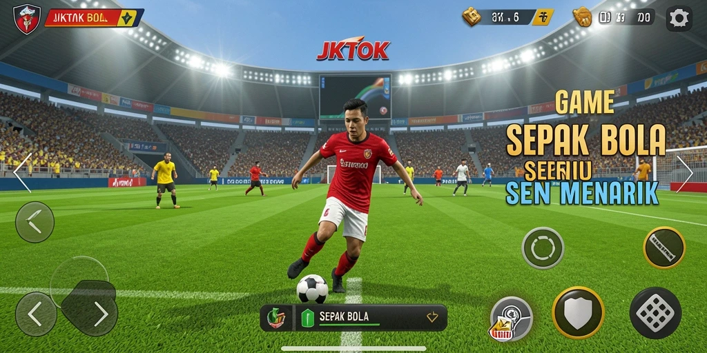 Tampilan utama antarmuka game Sepak Bola JKTOK.