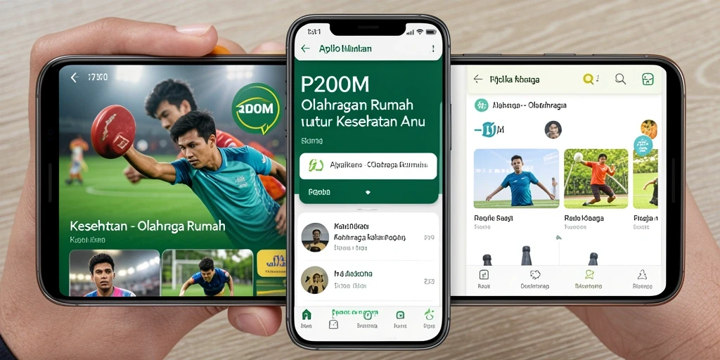 Tampilan antarmuka aplikasi P200M untuk olahraga rumah yang menarik.