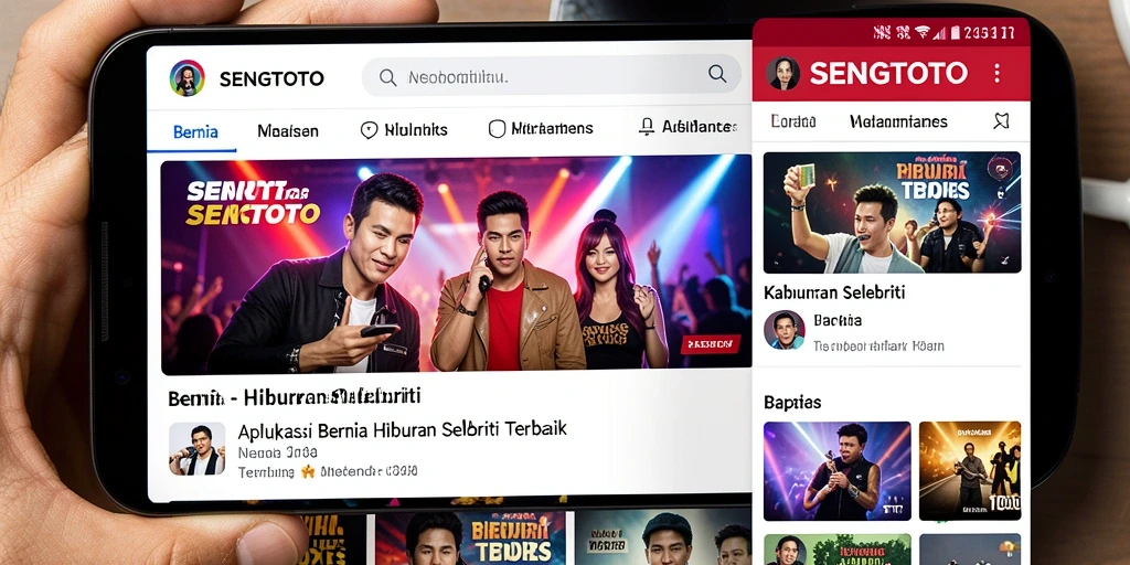 Antarmuka menarik dari aplikasi SENGTOTO menampilkan berita selebriti.